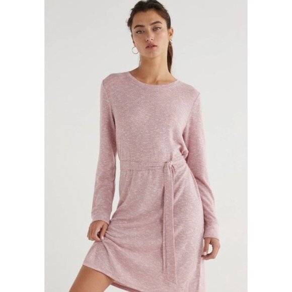 Pink and white space dyed hacci tie waist dress NEW XL - Picture 5 of 5